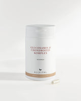 Allvital Glucosamin und Chondroitin Komplex unterstützt die Kollagenbildung und wird ergänzt mit MSM, der Aminosäure L-Lysin und den Vitaminen C, D3 und B12. 