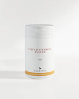 Allvital Lysin und Vitamin C Pulver vegan. Gut für die Kollagenbildung, Blutgefäße, Knochen, Knorpel, Haut und Zähne. Schützt vor oxidativen Stress.